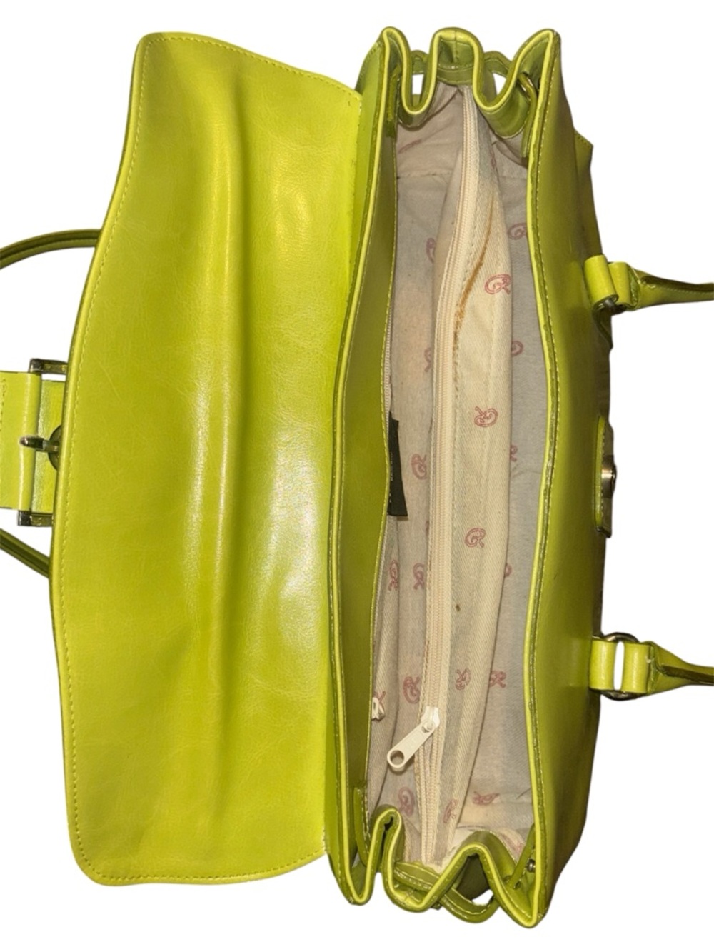 Chartreuse Rina Rich Faux Leather Shoulder Bag 💚 Y2K - Picture 6 of 14